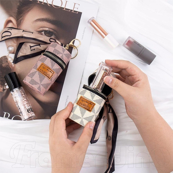 Lipstick Bag Keychain In White - Picture 2 of 8